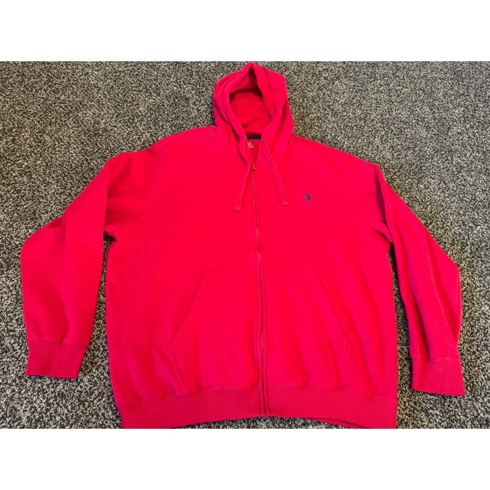 U.S. Polo Association Men's Red Zip Up Hoodie Size 2XL